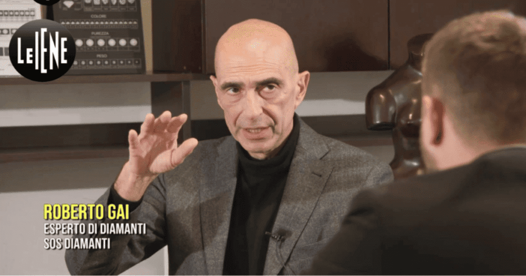 Roberto Gai intervistato a Le Iene in qualità di esperto di diamanti e valutazioni gioielli con diamanti